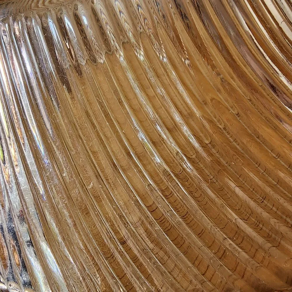 Vintage Anchor Hocking Peach Lustre Swirl Ribbed Glass Serving Bowl 9